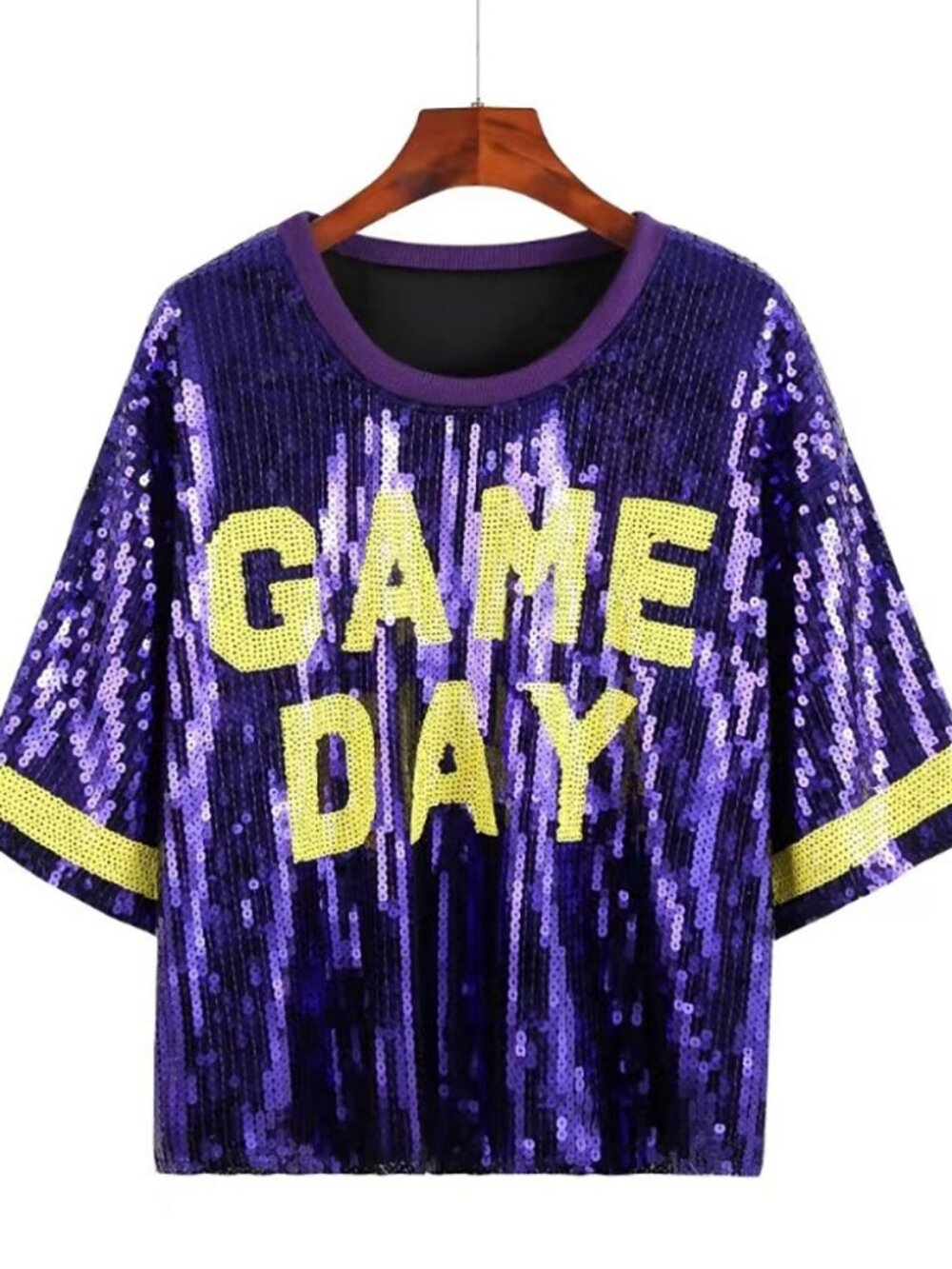 GAME DAY Sequin Crop Top